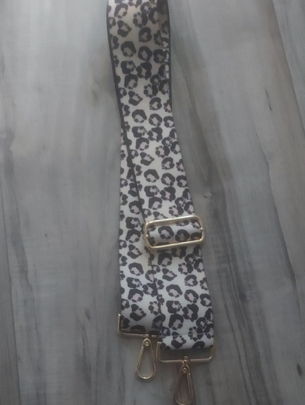 Leopard Print Adjustable Bag Strap with Gold Hardware
